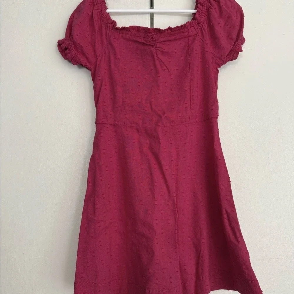 Old Navy Girls‎ Magenta Pink Clip Dot Smocked Back Fit and Flare Dress XS 5